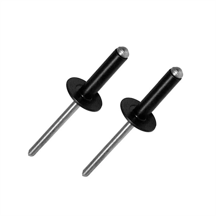 Remache pop de brida grande de aluminio negro